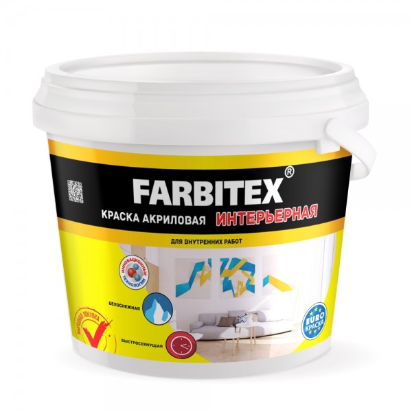 Краска акриловая интерьерная "FARBITEX" 6 кг