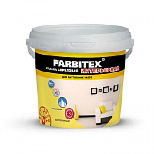 Краска акриловая интерьерная "FARBITEX" 1,1 кг
